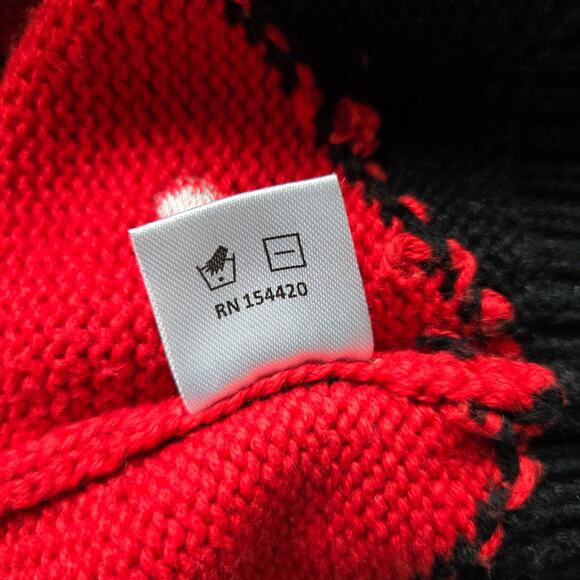 Clare V Drop Shoulder Poppy Red Black Stripe Sweater Cotton Cashmere Womens XL - Picture 12 of 13